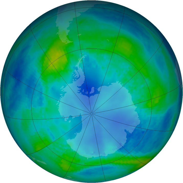 Antarctic ozone map for 30 April 2002